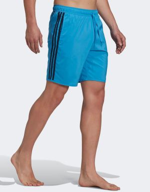 ADIDAS Classic-Length 3-Stripes Swim Shorts Blue